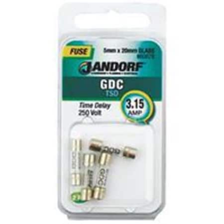 Jandorf Medium-Voltage Fuse, GDC Series, 15A, Time-Delay, 250V AC, Cylindrical 3398401